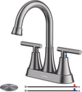 Bathroom Faucets for Sink 3 Hole, Hurran 4 inch Brushed Grey Bathroom Sink by Hurran