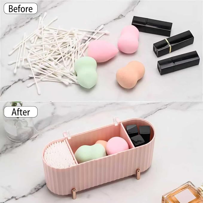Tecbeauty Qtips Holder, 3 Grids Separate Cotton Swabs Ball Dispenser, Storage - Image 5