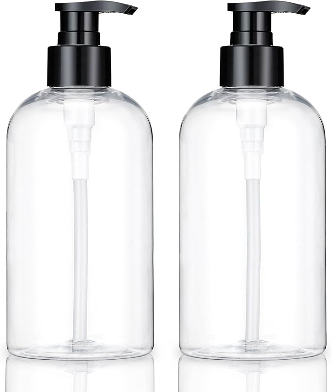 Empty Plastic Pump Bottles Dispenser 2 Pack Clear Refillable Pump Bottle by KREMORV