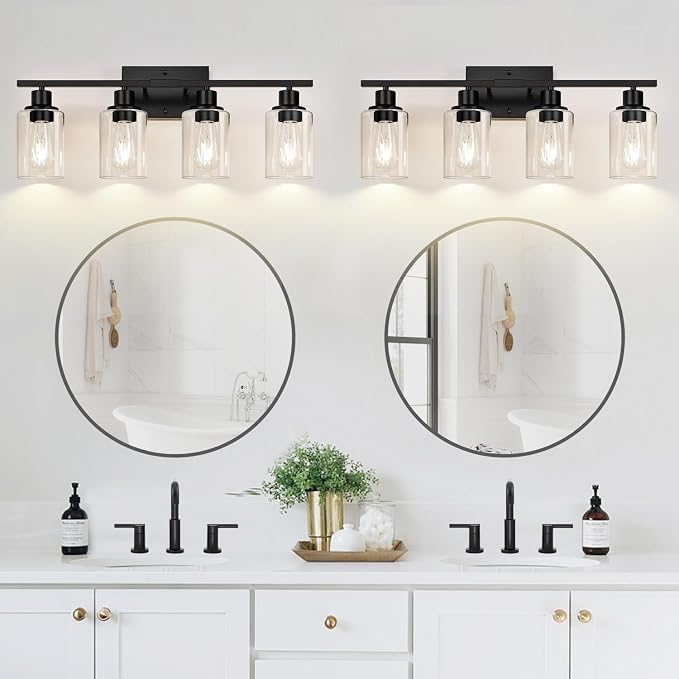 4-Light Bathroom Light Fixtures, Matte Black Modern Vanity Lights - Image 7
