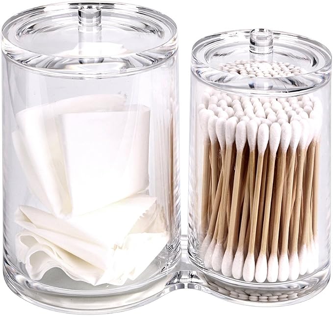 Hipiwe Clear Acrylic Cotton Swab Holder Preminm Quality Round Container Cotton - Image 4