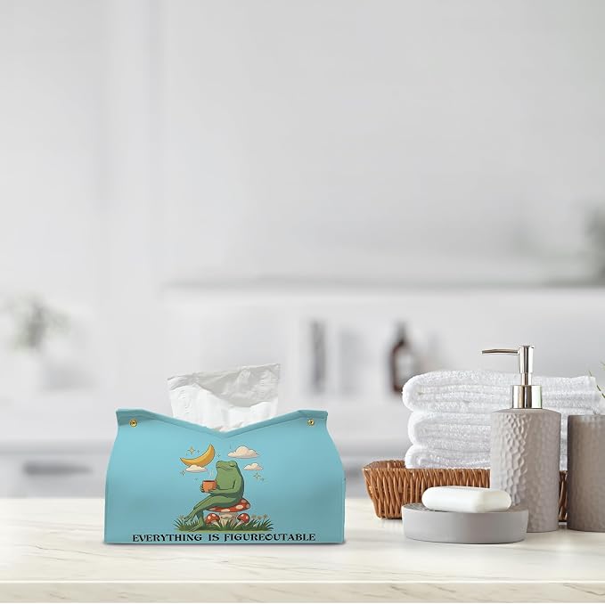 Bule Frog Motivational Tissue Box Cover, Mental Health Inspirational Toilet - Image 8
