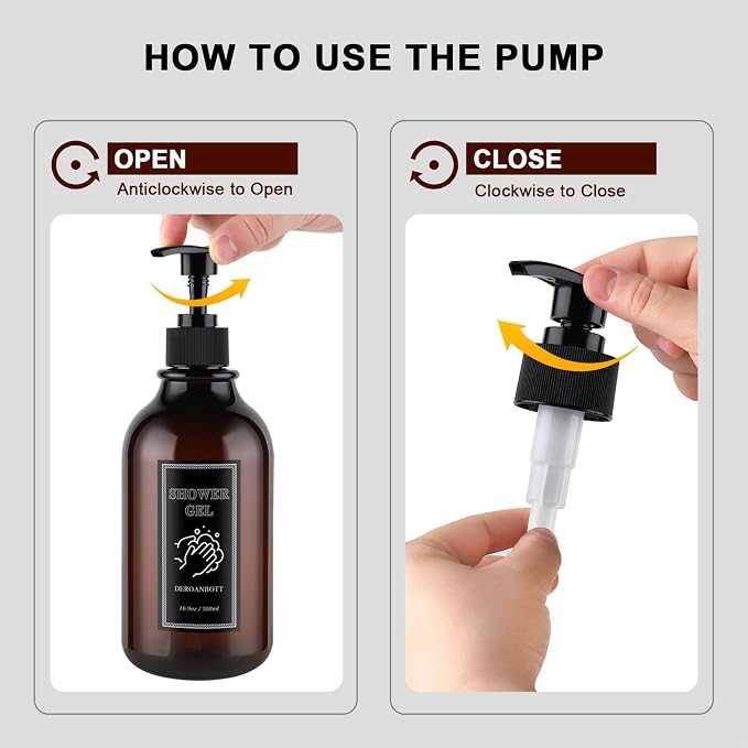 Shampoo and Conditioner Dispenser, Refillable Plastic Shampoo Pump Bottles - Image 5