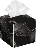 Black Gold Marble Tissue Box Cover Square, Abstract Marble Texture Tissue Box by sndheke