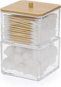 Hipiwe Clear Q-tip Dispenser Holder Acrylic Bathroom Containers 2-Tier Square by Hipiwe
