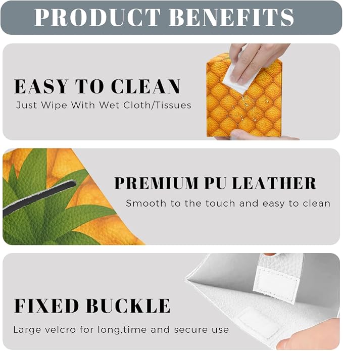 Funny Fruit Tissue Box Cover Summer Cute Yellow Pineapple Leather Tissue Box - Image 4