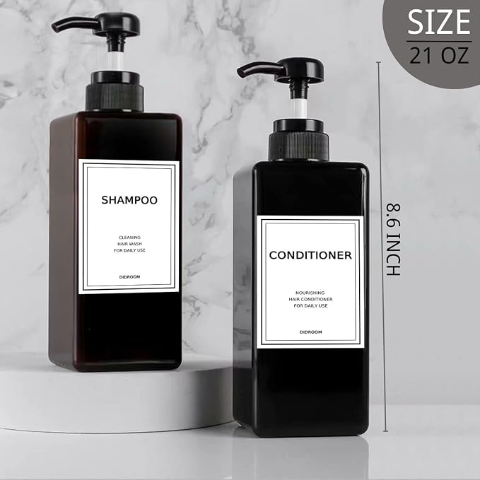 Shampoo and Conditioner Dispenser, Refillable Shampoo and Conditioner Bottles - Image 3