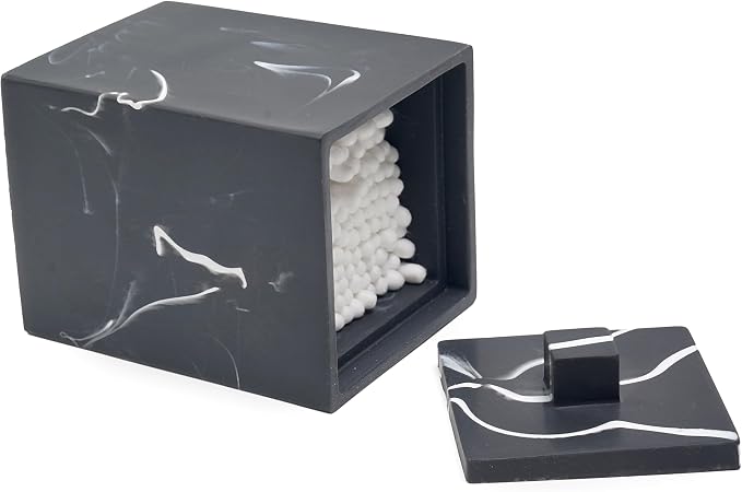 Cotton Swab Canister with Lid, Resin Bathroom Containers Canister Cotton Ball - Image 4