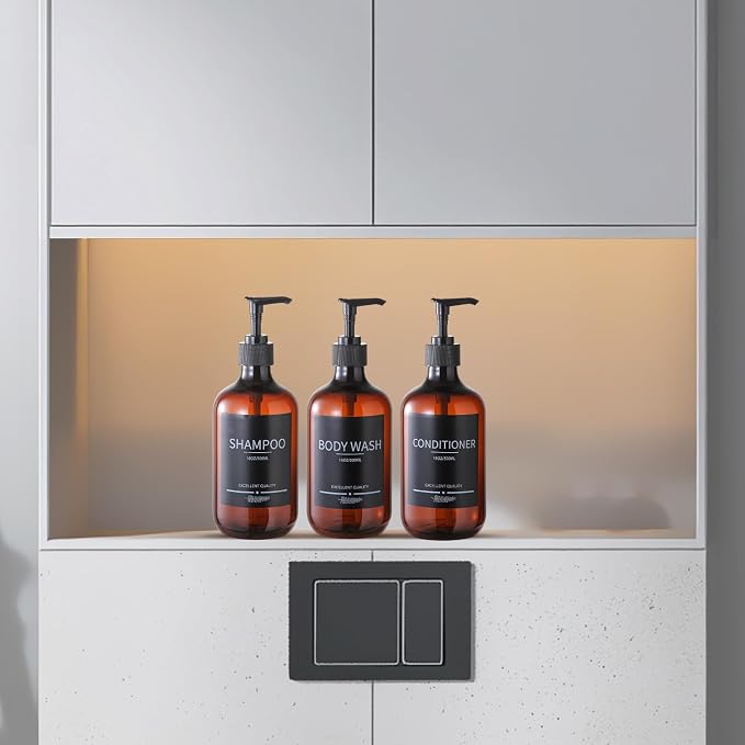 5Pack Amber Shower Bottles Refillable - Image 8