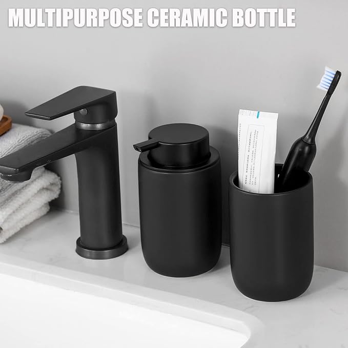 Hand Soap Dispenser for Bathroom Decro, Ceramic Liquid Pump Bottles Refillable - Image 5