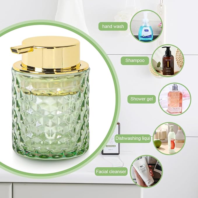 Green Foaming Soap Dispenser, Glass Soap Dispenser - Image 5