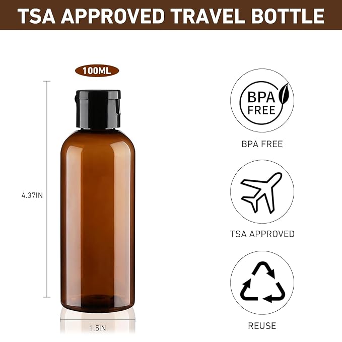 Travel Bottles for Toiletries 3.4oz 4 Pack TSA Approved Leak-Proof Travel Size - Image 2