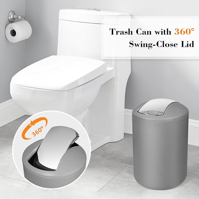 Grey Bathroom Accessories Set, Soap Dispenser and Toothbrush Holder, Soap Dish - Image 6