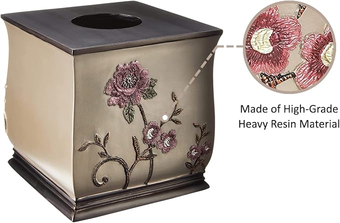 Zahari Home 2pc Larrisa Floral Bathroom Decor Set Waste Basket - Image 6