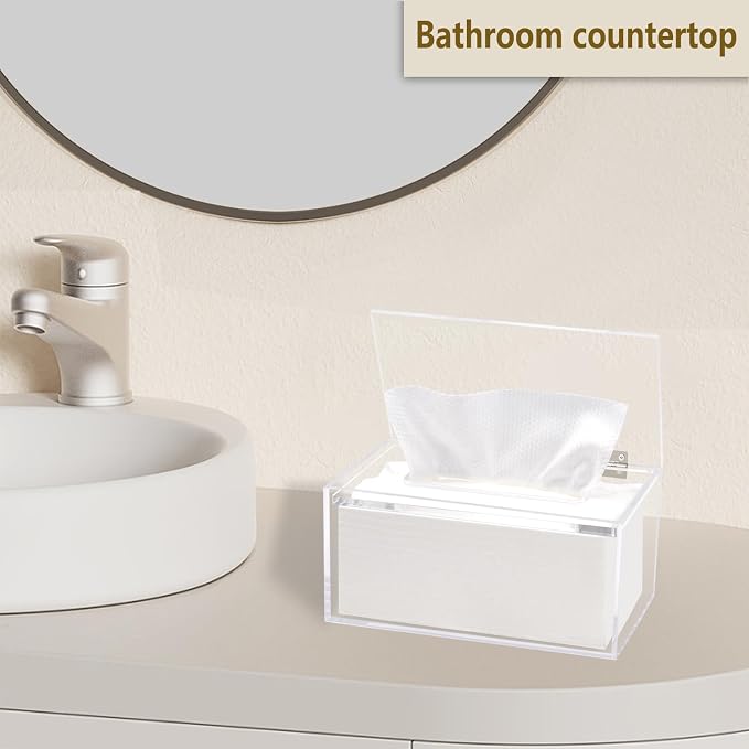 Wipes Holder Container Refillable, Acrylic Dispenser Box - Image 4