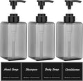 Suream Plastic Soap Dispenser 15oz/450ml, 3 Packs Shampoo Bottles Refillable by Suream
