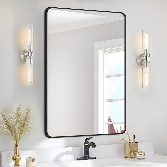 2-Light Brushed Nickel Bathroom Light Fixtures Over Mirror Modern Vanity Light - Image 7