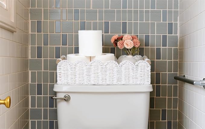CubesLand Toilet Paper Storage Basket, Scalloped Edge Shelves Basket - Image 4