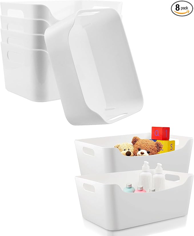Ytteve Medium 8-Pack White Plastic Storage Bins by Ytteve