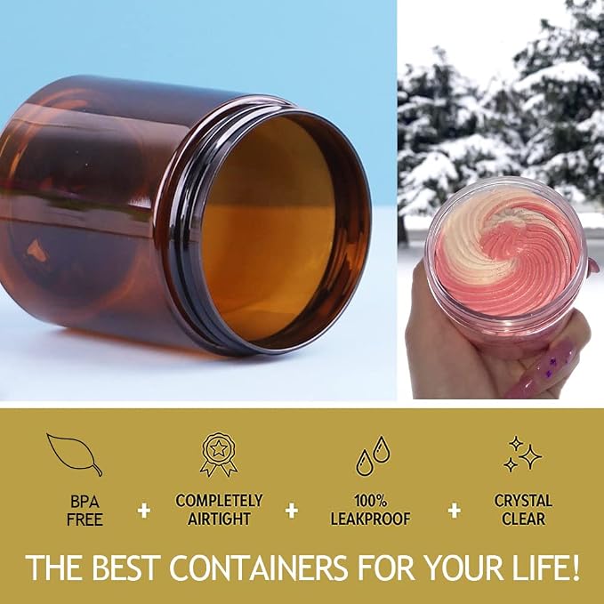 8oz Amber Plastic Jars with Lids 8 oz Plastic Containers with Lids + 20g Sample - Image 3