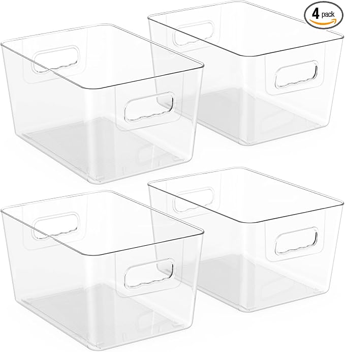 BALEINE Clear Plastic Storage Bins, Pantry Organization, BPA Free Stackable by BALEINE