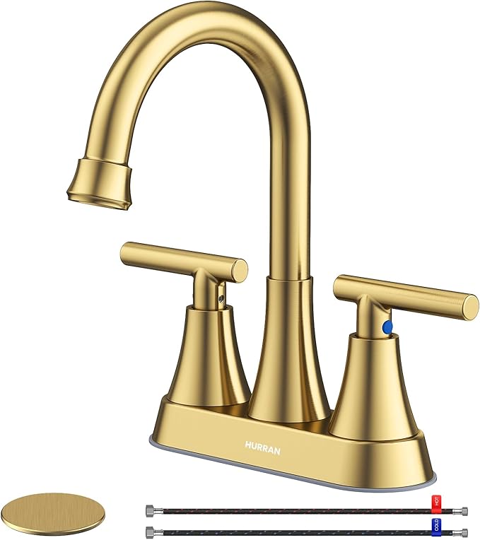 4 inch Brushed Gold Bathroom Sink Faucet by Hurran