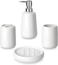 vancasso White Bathroom Accessories Set, Ceramic Soap Dispenser and Toothbrush by vancasso