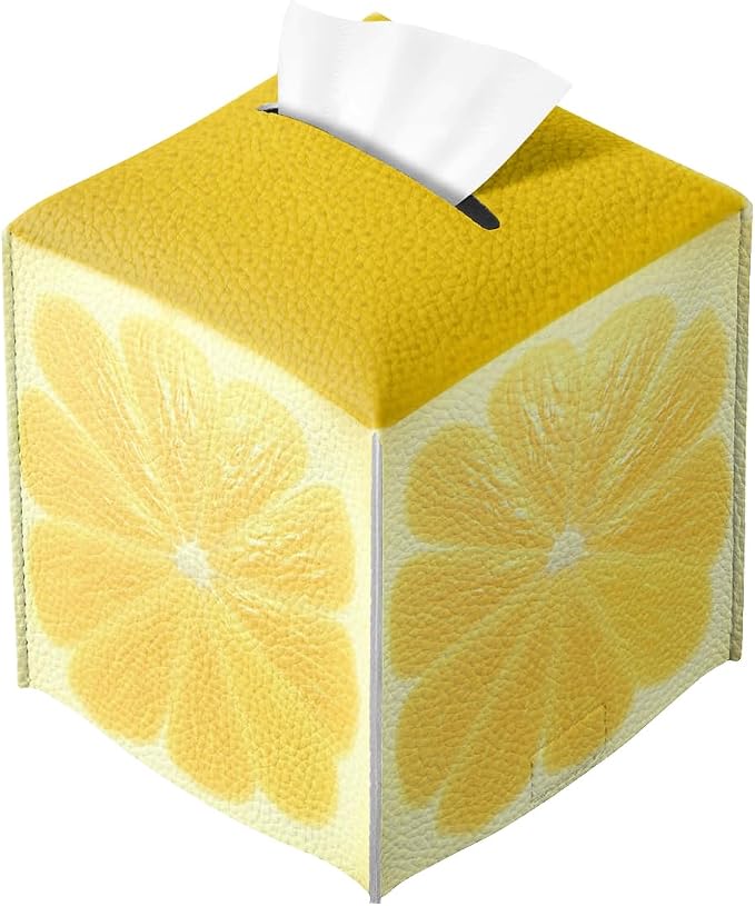 Cute Fruit Tissue Box Cover Funny Yellow Lemon Leather Tissue Box Holder Square by Unknown