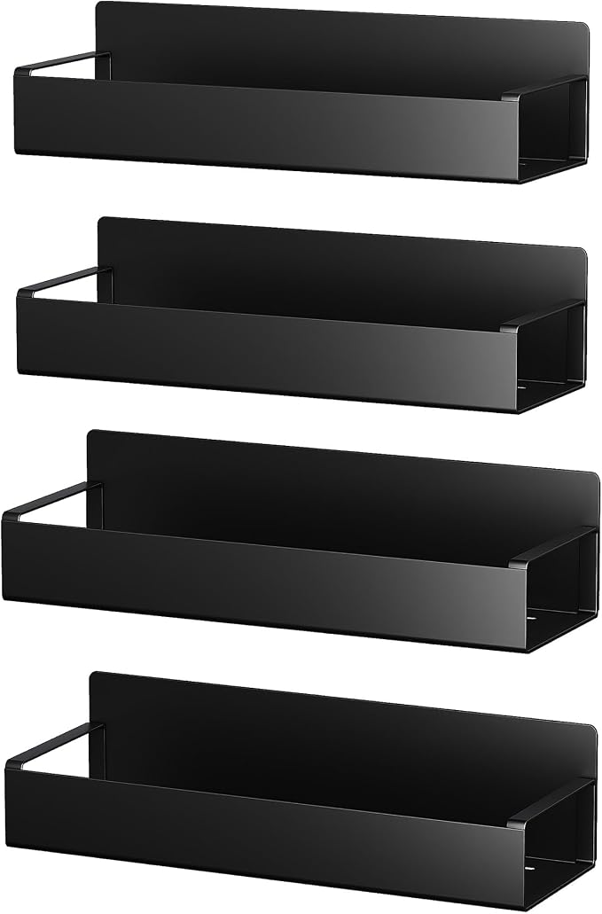 4 Pack Moveable Fridge Magnetic Spice Racks, Metal Black - Image 7