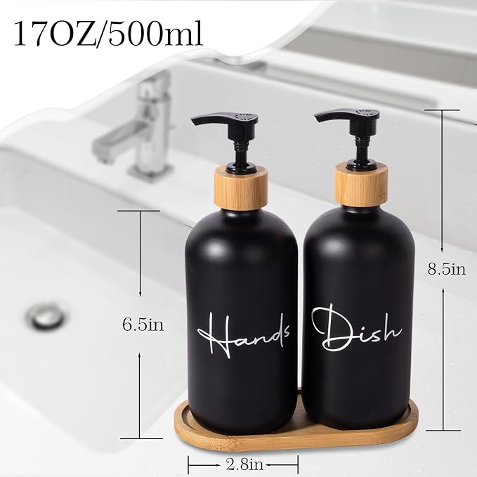 17 oz Hand Soap Dispenser Empty Glass Lotion Pump Bottles, Refillable Liquid - Image 3