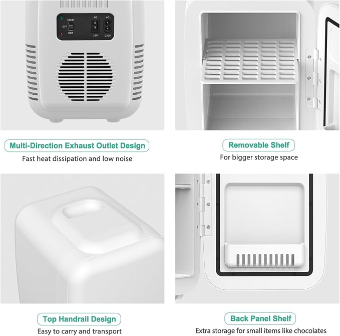 CROWNFUL Mini Fridge, 4 Liter/6 Can Portable Cooler and Warmer Personal - Image 7