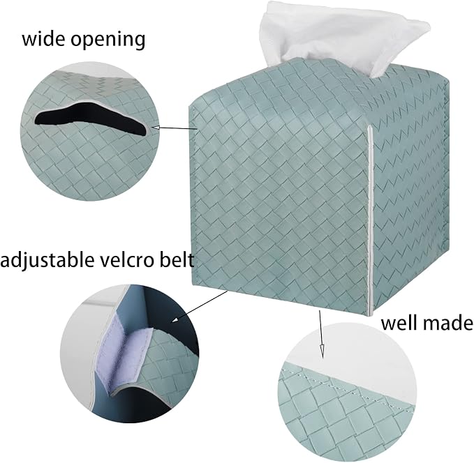 Tissue Box Cover PU Leather Tissue Holder Square Facial Tissue Case Facial - Image 5