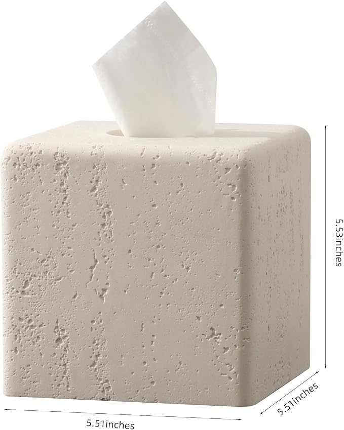 Tissue Box Cover Square, Resin Facial Tissue Holder Covers Toilet Paper Holder - Image 4