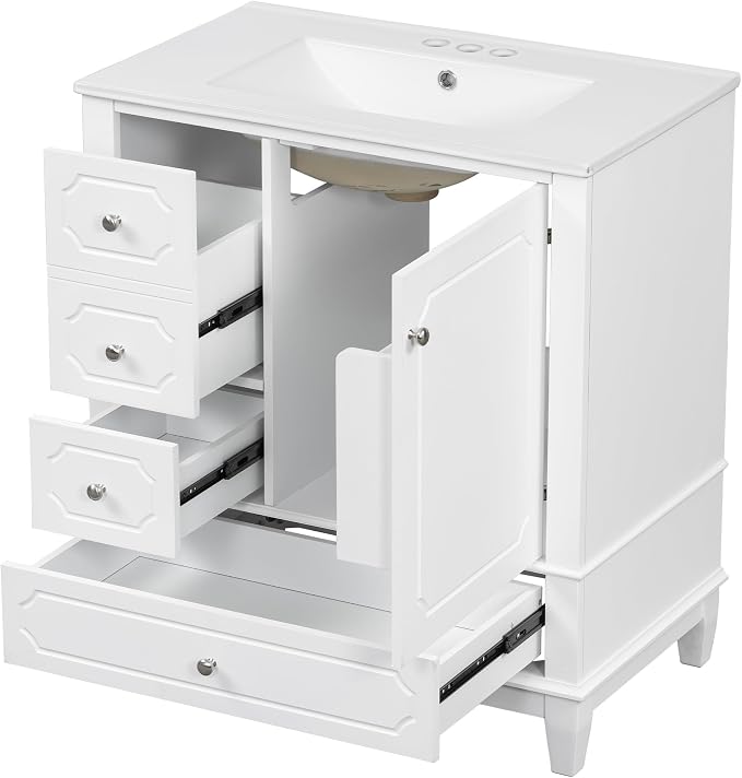 30" Bathroom Vanity with Sink, Harper & Bright Designs Free Standing Single - Image 9