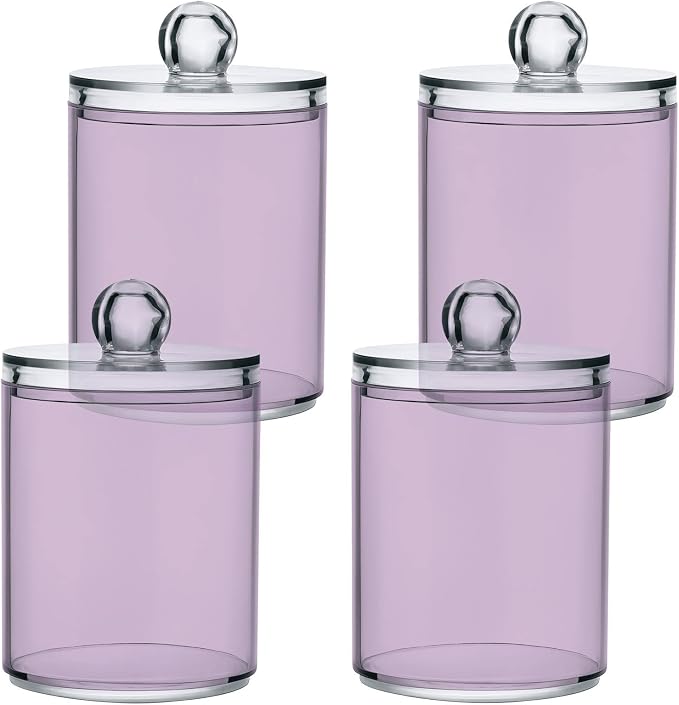 Thistle Purple Qtip Holder Organizer Dispenser Cotton Swabs Cans Plastic Jars by SHJI