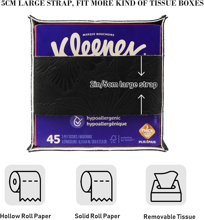 Tissue Box Holder Cover Square Tissue Cube Cover PU Leather Tissue Organizer - Image 3