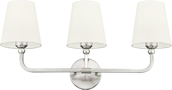 3-Light Bathroom Light Fixtures, Brushed Nickel Vanity Lights by Metwet