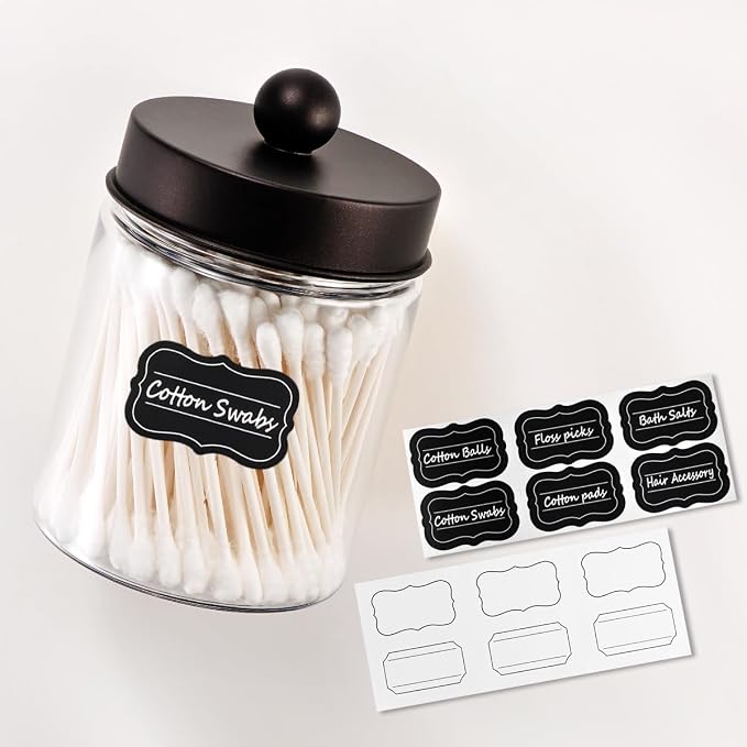 3PC Farmhouse Decor Qtip Holder Apothecary Jars Bathroom Vanity Storage - Image 4