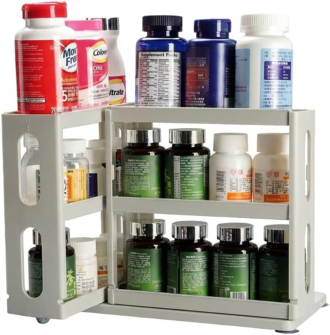 Medicine Organizer 2 Three-Decker Shelves Cabinet Storage Rack Organizer by Dutiplus