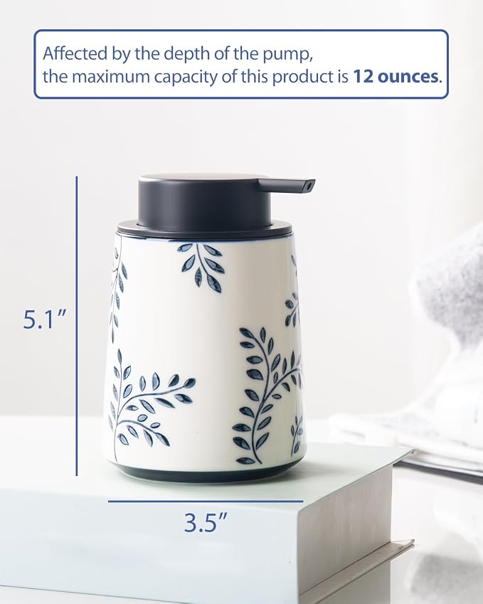Hand Soap Dispenser for Bathroom, Ceramic Lotion Dispenser, Chinoiserie - Image 2