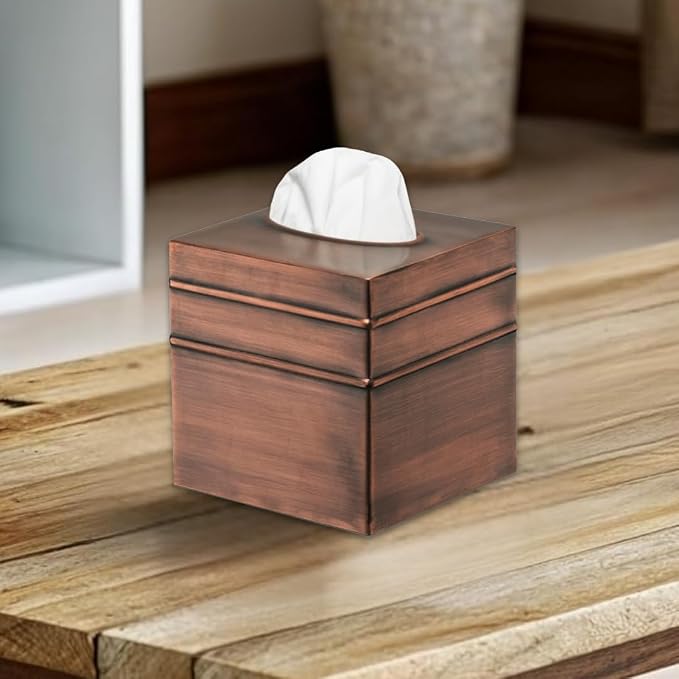 Monarch Abode Tissue Box Cover Square – Handcrafted Border Embossed Antique - Image 7