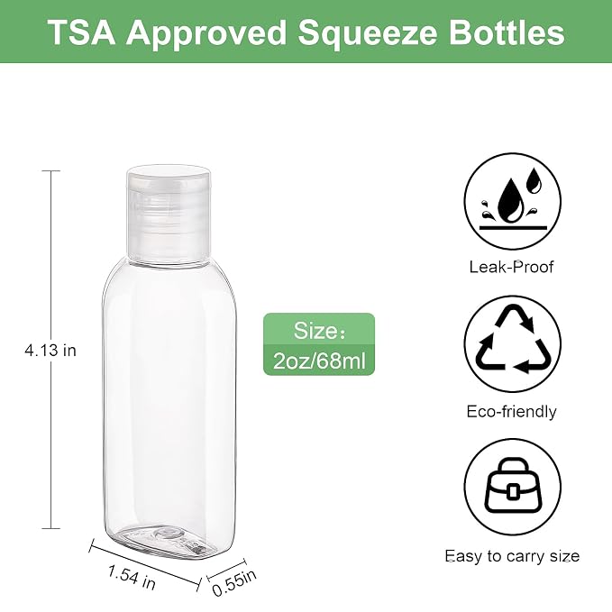 Travel Bottles for Toiletries 5 Pack 2oz TSA Approved Squeezable Travel Size - Image 3