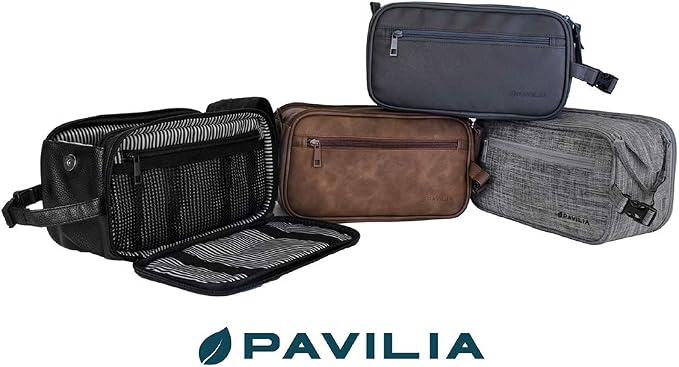 PAVILIA Toiletry Bag for Men, Travel Essentials Shaving Dopp Kit, Mens Travel - Image 7