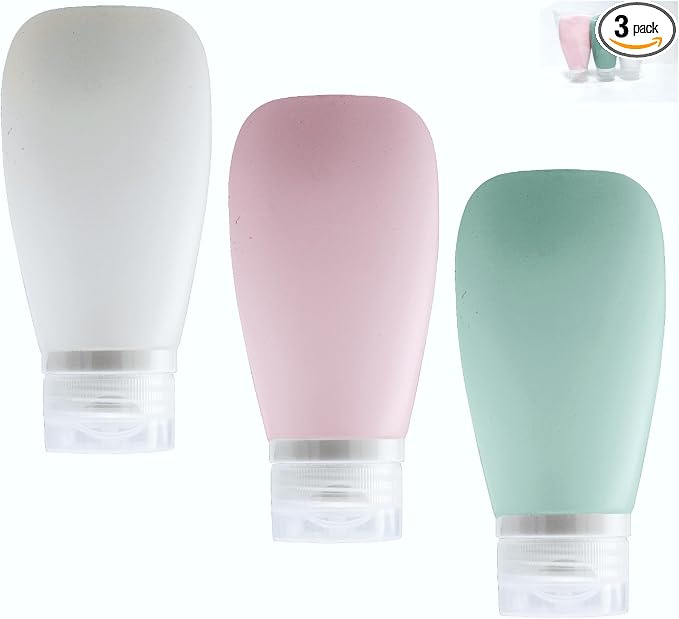 Travel Bottles for Toiletries, TSA Approved 3oz Leak Proof Silicone Refillable by Lyob