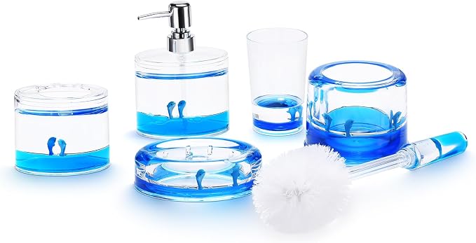 Locco Decor 5 Piece Acrylic Liquid 3D Floating Motion Bathroom Vanity Accessory - Image 2
