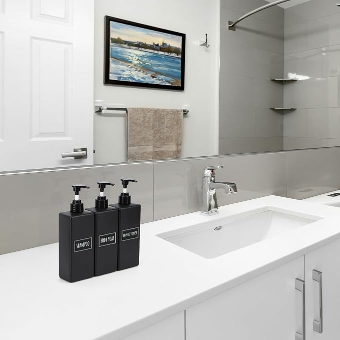 Segbeauty Matte Black Soap Dispenser, 3 Pack 16.9oz Refillable Shampoo and - Image 6