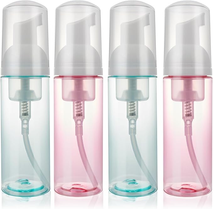 4 Pack Foam Pump Bottle Travel 2 oz/60 ml Small Size Mousse Foam Soap Dispenser by Unknown