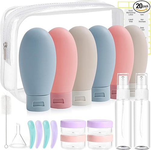 20 Pack Travel Bottles Set for Toiletries, TSA Approved Leak Proof Travel Size by DEWSENSI