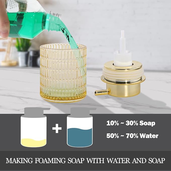 Foaming Soap Dispenser, Amber Glass Foam Soap Dispenser - Image 5