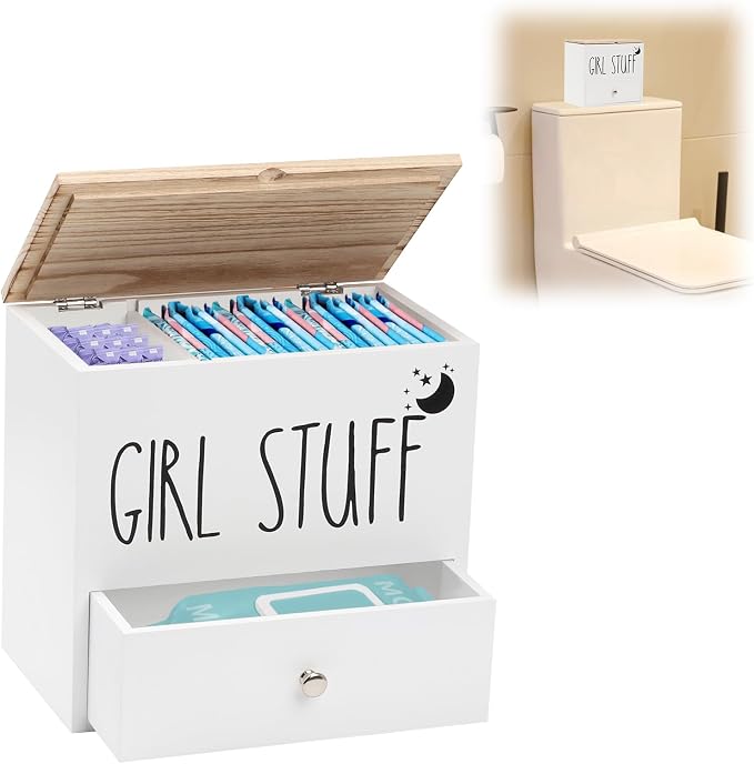 Tampon Holder for Bathroom, Feminine Product Organizer Pad Case by Yallmie
